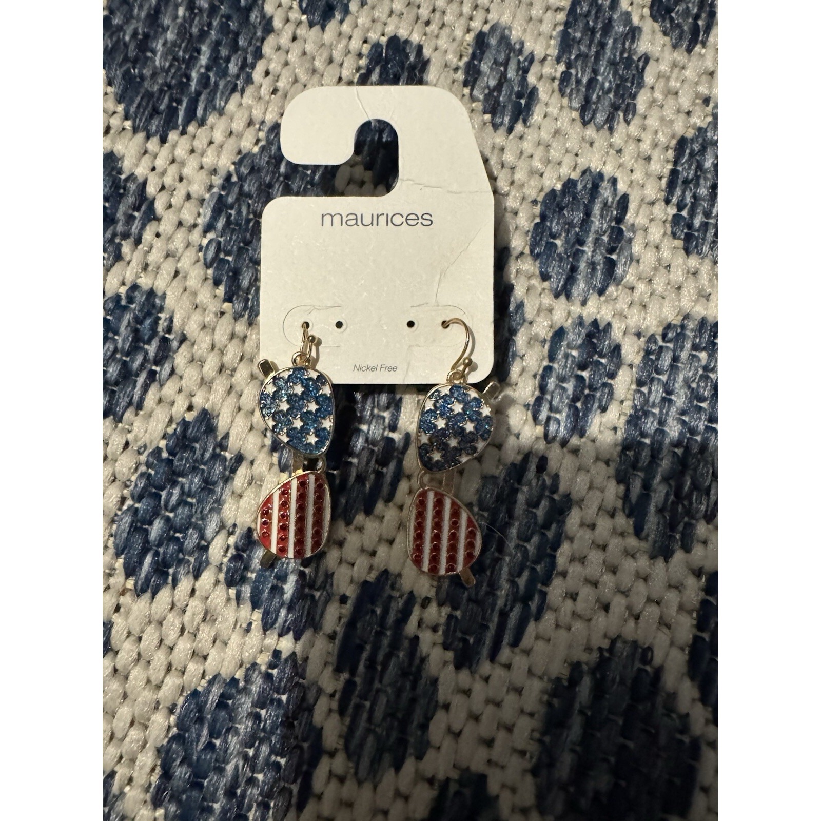 Maurices Usa Americana Red White Blue Earrings Brand New 13$